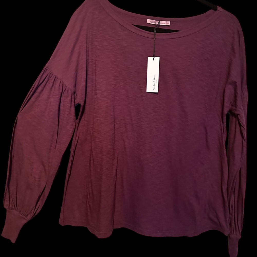 Michael Stars Boat Neck Balloon Sleeve Tee NWT